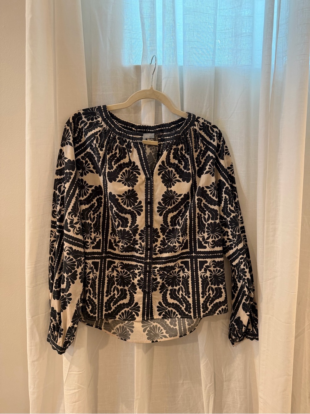 Antonio Melani Black & White Floral Embroidered Peasant Blouse - Women